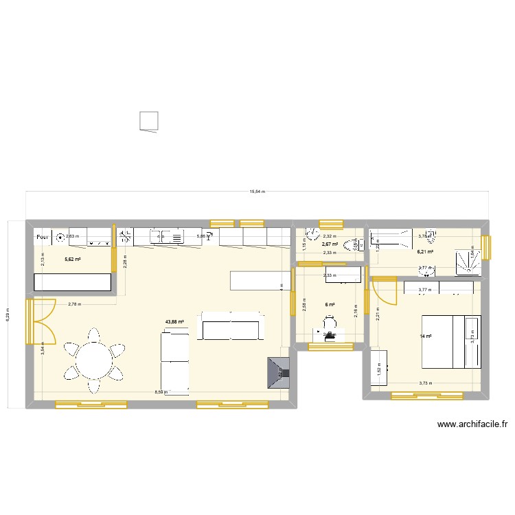 petite maison. Plan de 6 pièces et 78 m2