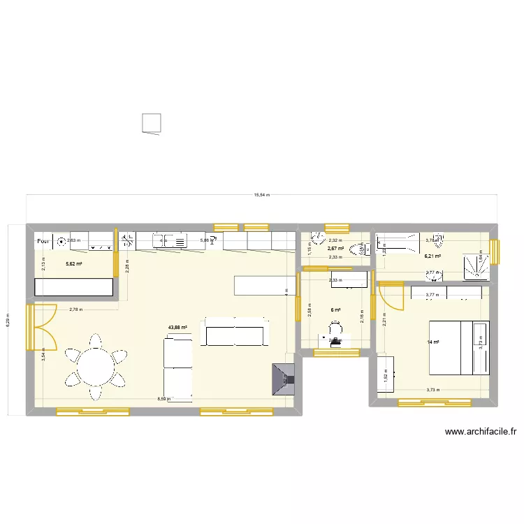 petite maison. Plan de 6 pièces et 78 m²