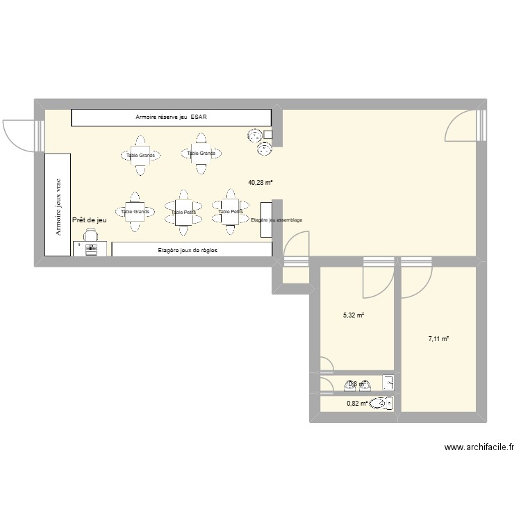 plan générale ludo. Plan de 5 pièces et 54 m2