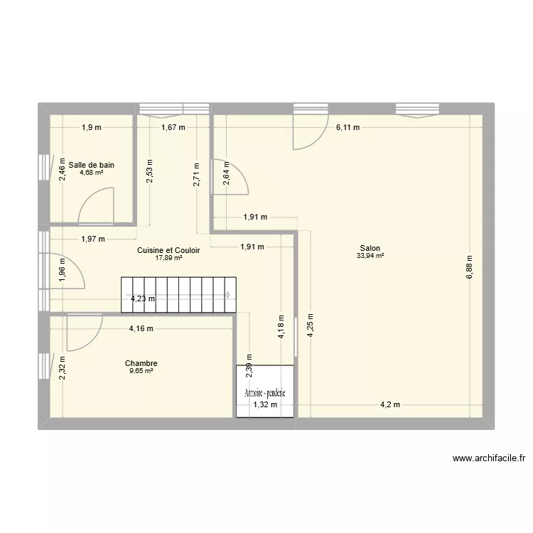 BREMOND RDC. Plan de 4  et 66 m²