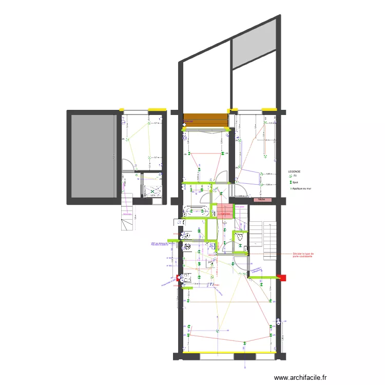 BAUCQ 77 1e étage Electricité. Plan de 13 et 99 m² BAUCQ 77 1e étage Electricité. Plan de 13 et 99 m²