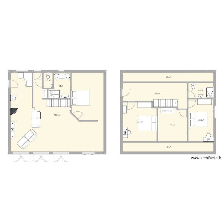 MAISON. Plan de 10 pièces et 162 m2