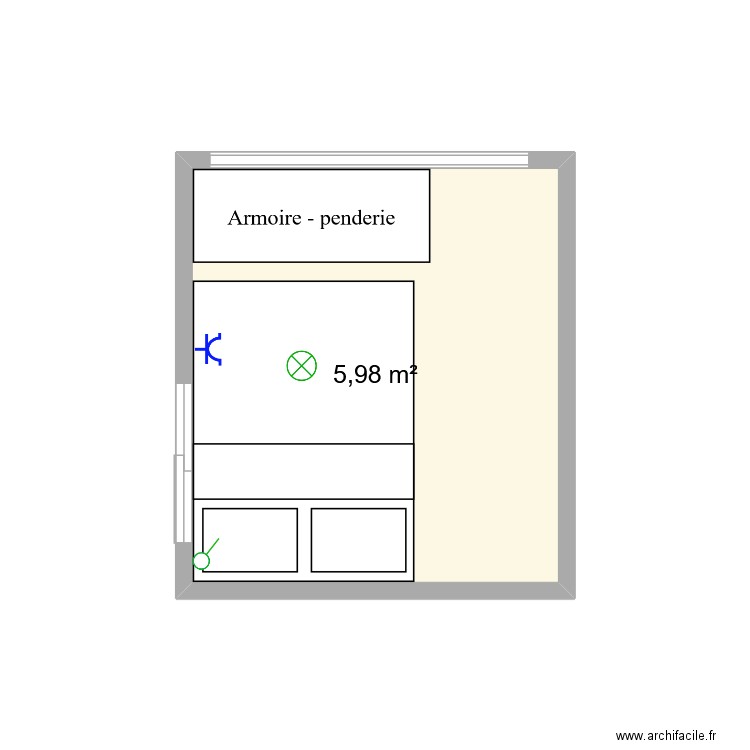 chambre tiny house alexis p. Plan de 1 pièce et 6 m2