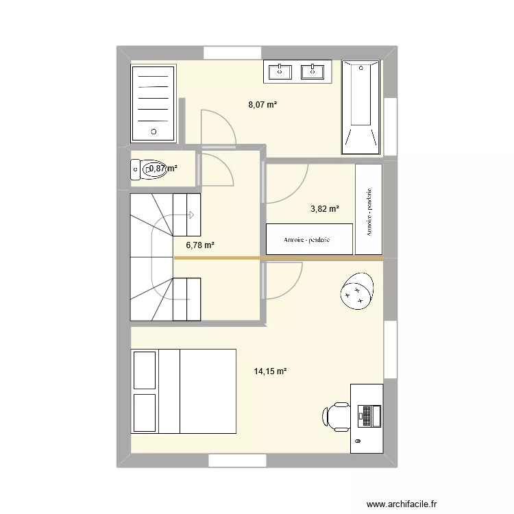 2ème niveau. Plan de 5 et 34 m² 2ème niveau. Plan de 5 et 34 m²