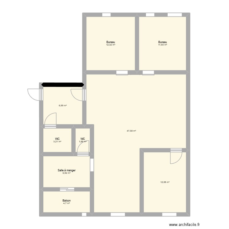 cab ter. Plan de 9 pièces et 107 m2