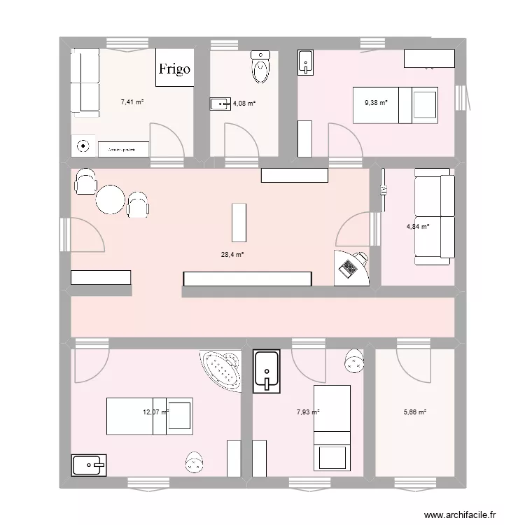 plan institut NINA. Plan de 8  et 80 m²