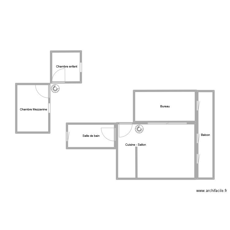 Buddys. Plan de 6 pièces et 39 m2