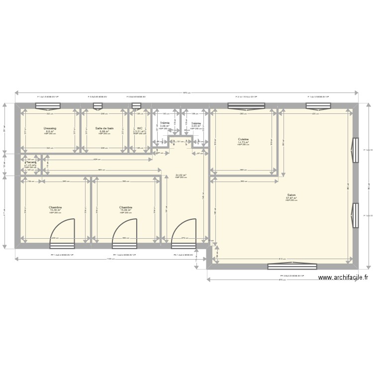 QUIERS. Plan de 11 pièces et 154 m2