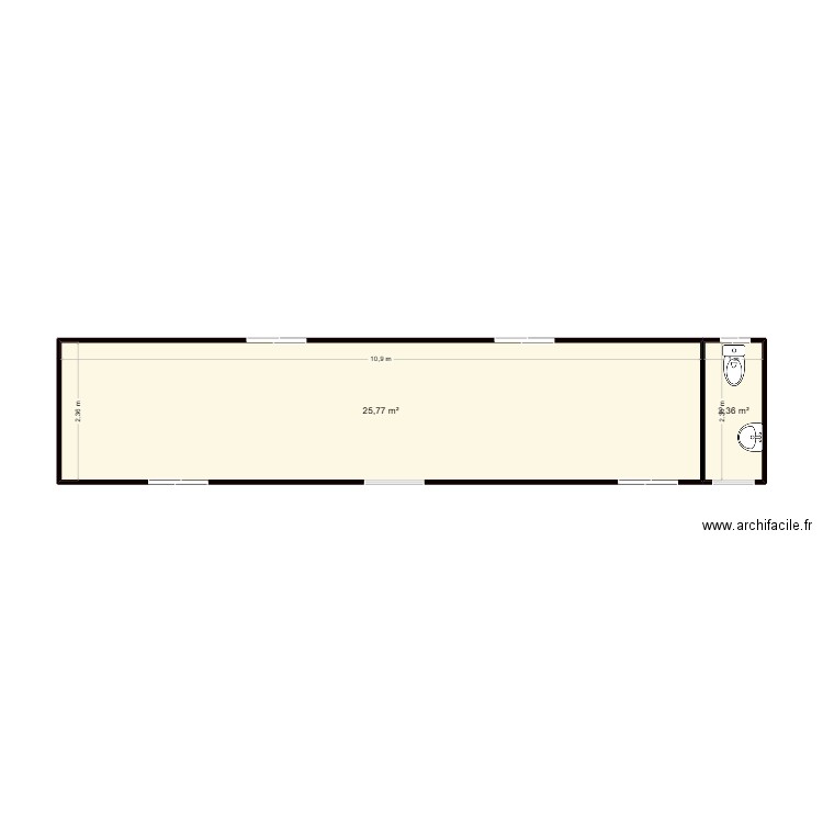 Reunion SAPH. Plan de 2 pièces et 28 m2