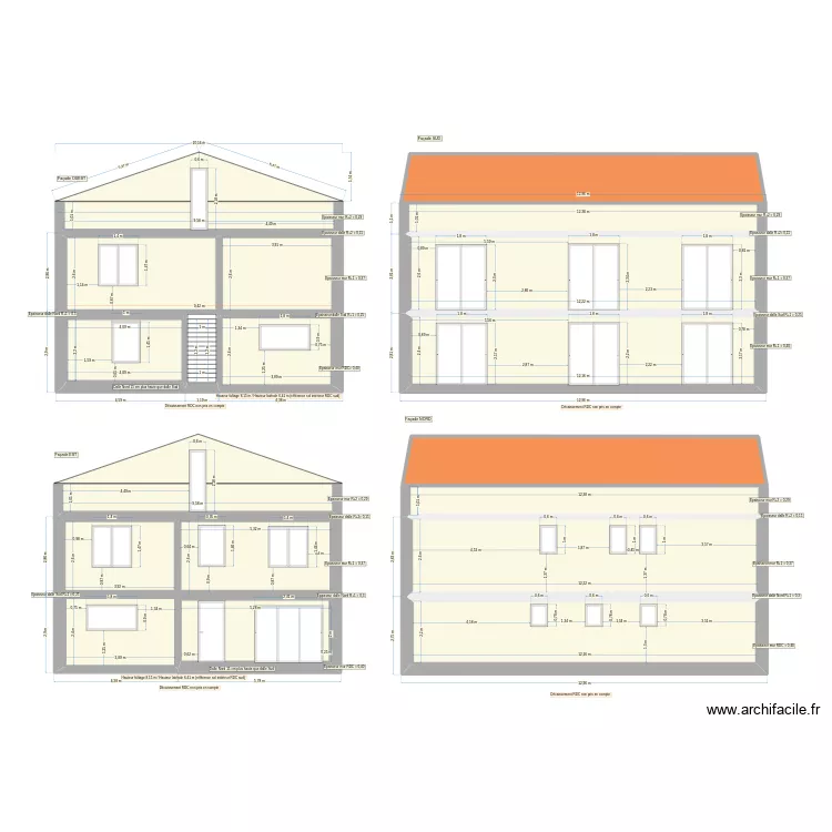 Projet Maison coupe 01-2026. Plan de 19  et 296 m²