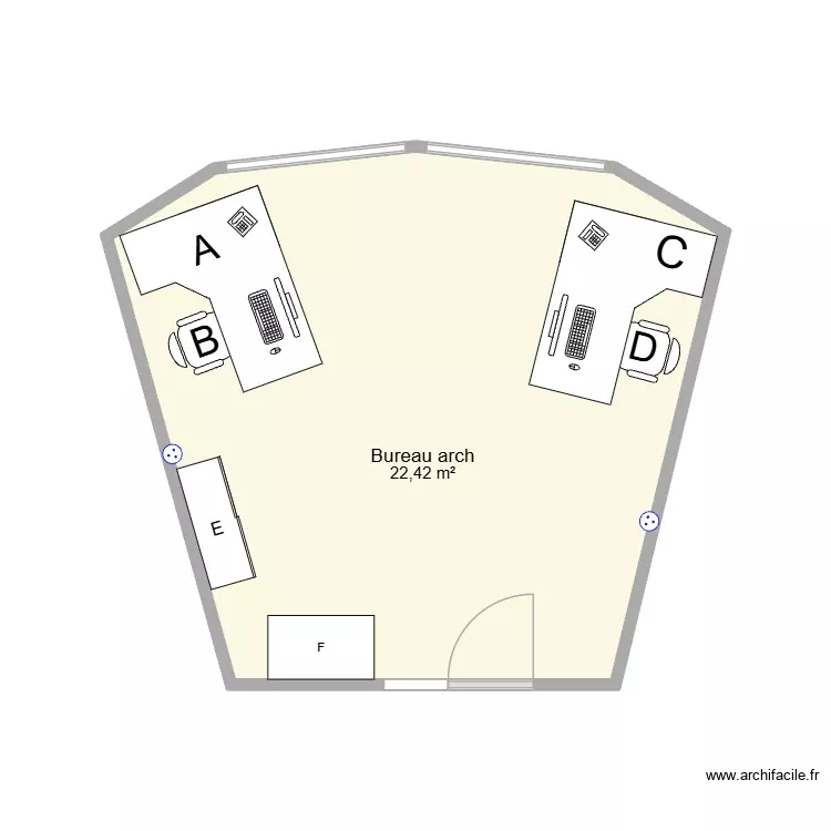 At arch. Plan de 1 Pièce et 22 m² At arch. Plan de 1 Pièce et 22 m²
