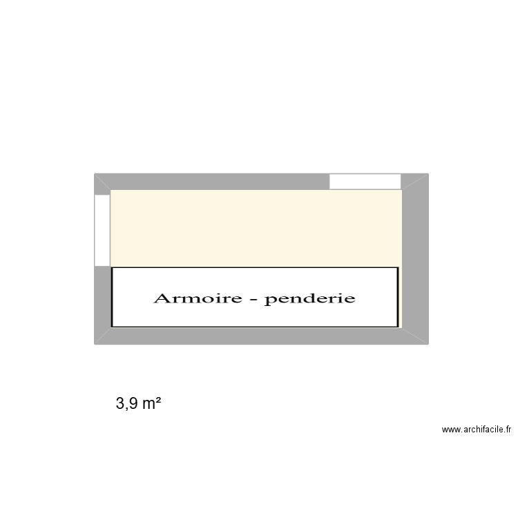 dressing. Plan de 1 pièce et 4 m2