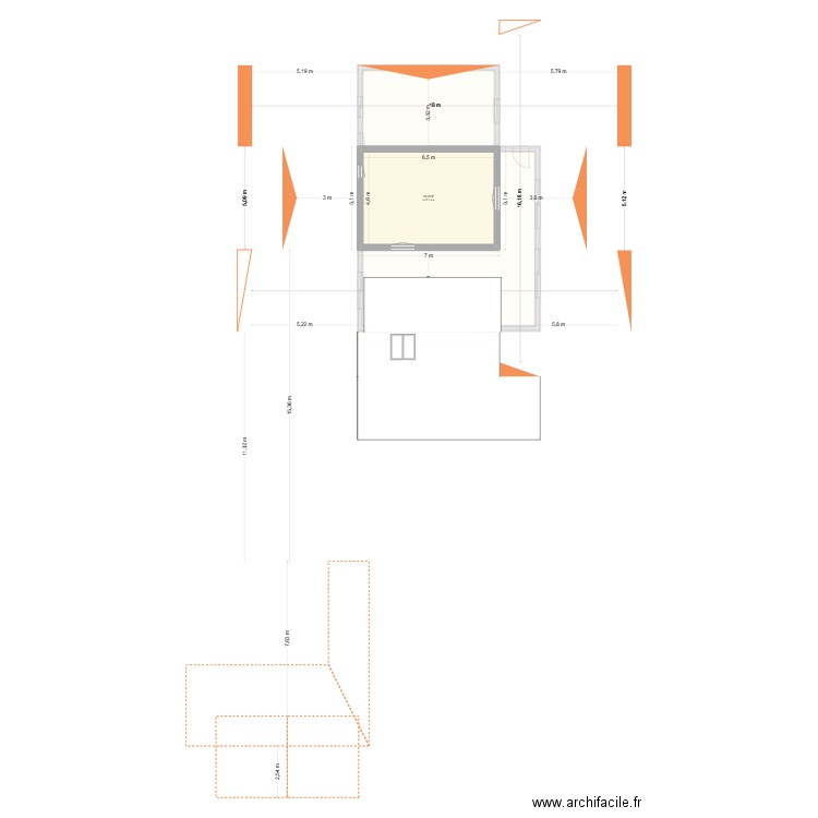 test2-test avec toitures. Plan de 2 pièces et 129 m2