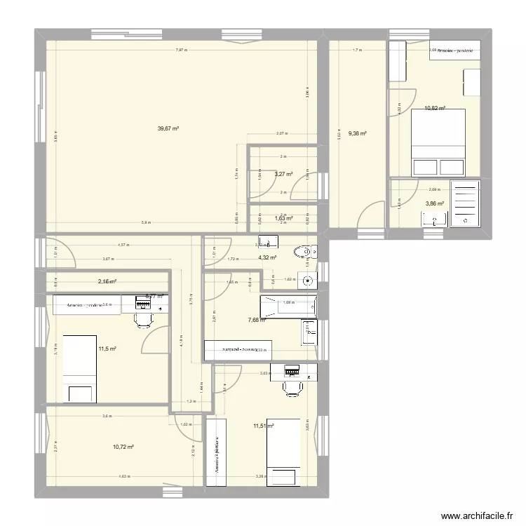 maison 2. Plan de 13  et 125 m²
