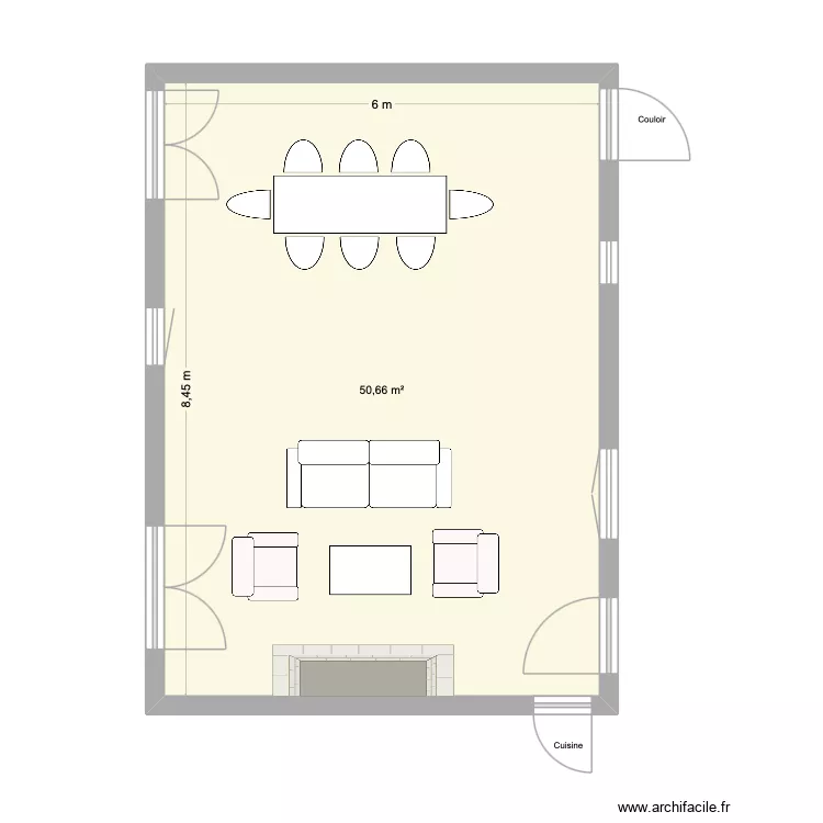 Rdc Salle &agrave; Manger. Plan de 1  et 51 m²