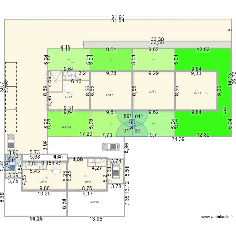 6LOTS8. Plan de 24 pièces et 3100 m2