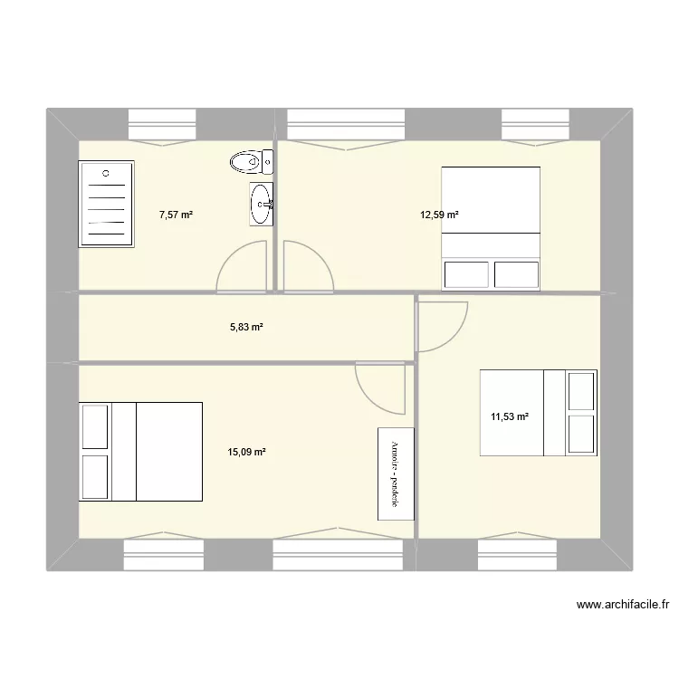 1er Fermanville. Plan de 5 et 53 m² 1er Fermanville. Plan de 5 et 53 m²