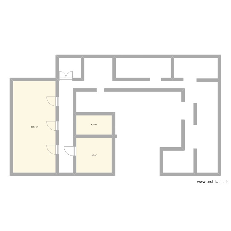 college. Plan de 3 pièces et 45 m2