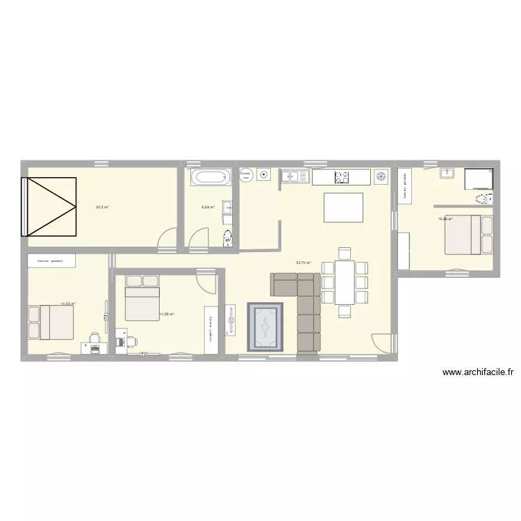MAISON + GARAGE MODIF. Plan de 6  et 126 m²