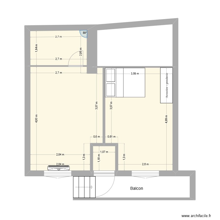 RDC - 1bis. Plan de 2 pièces et 37 m2