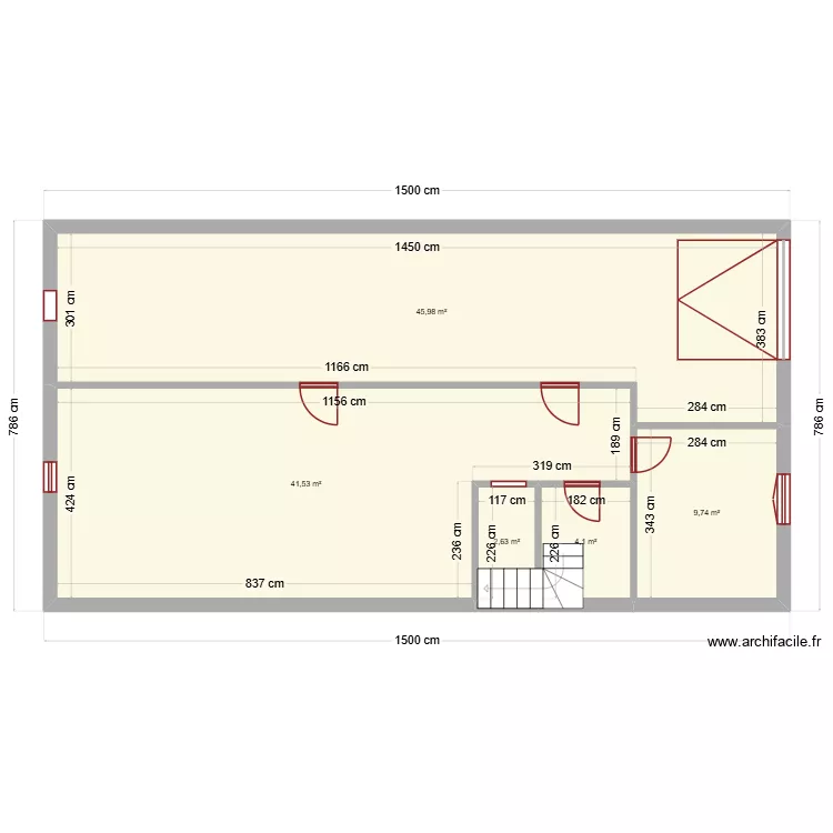 Sous sol. Plan de 5  et 104 m²