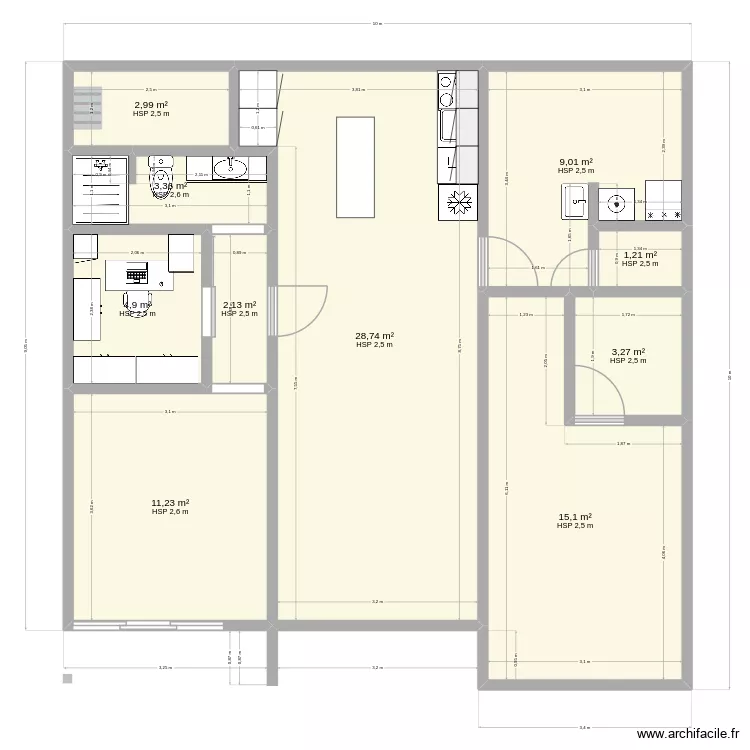 etrge. Plan de 10  et 82 m²