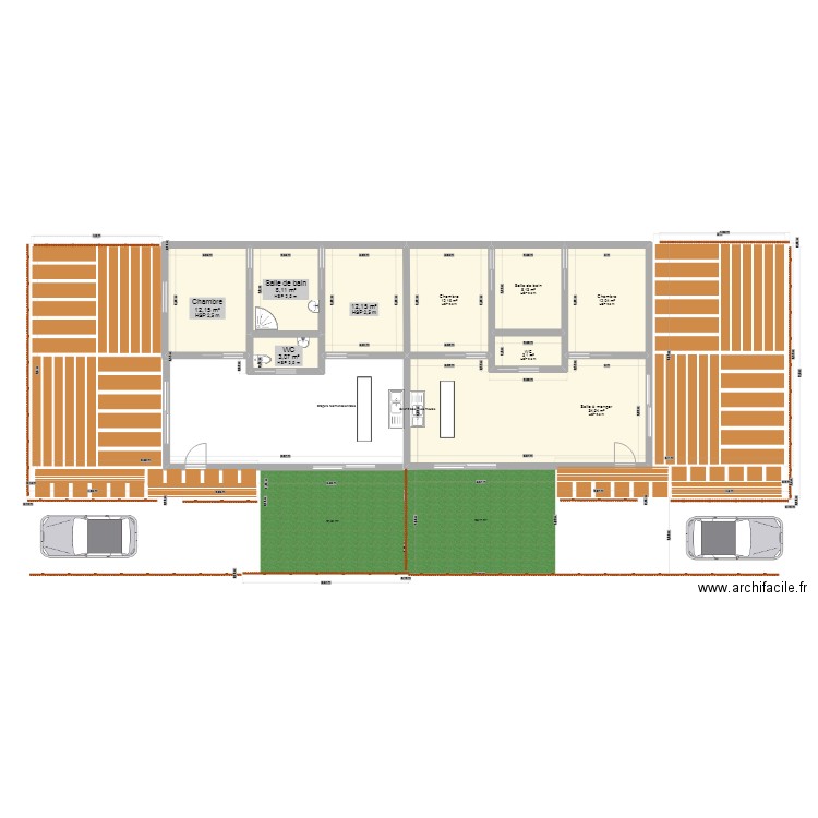 habitat partagé 2. Plan de 9 pièces et 105 m2