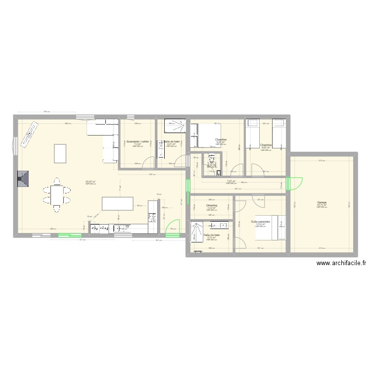 Maison la Roque - test surelevation garage. Plan de 21 pièces et 260 m2