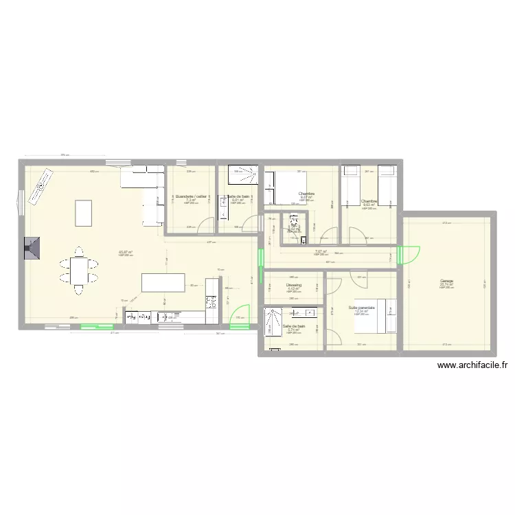 Maison la Roque - test surelevation garage. Plan de 