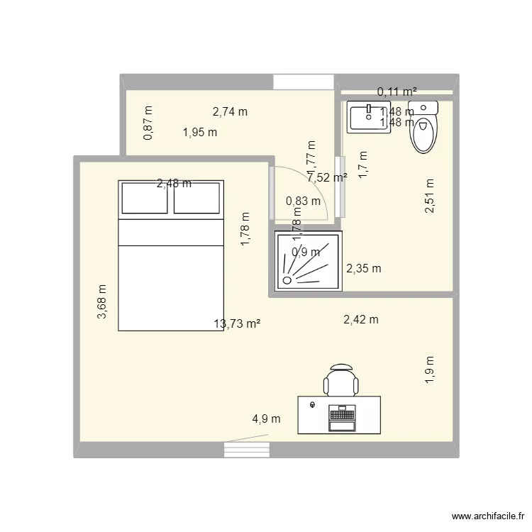 chambre sdb. Plan de 