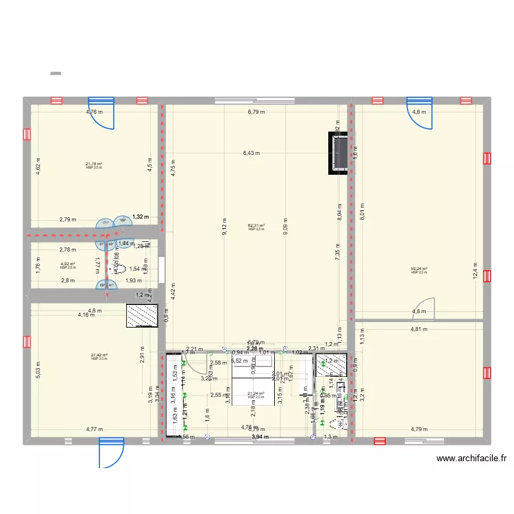 la trinit&eacute;. Plan de 6 pièces et 197 m²