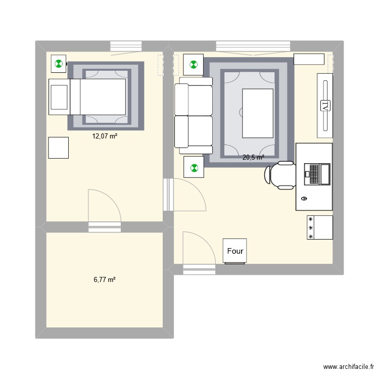 Boussy2. Plan de 3 pièces et 39 m2