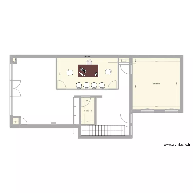 Plan local avant travaux. Plan de 6  et 38 m²
