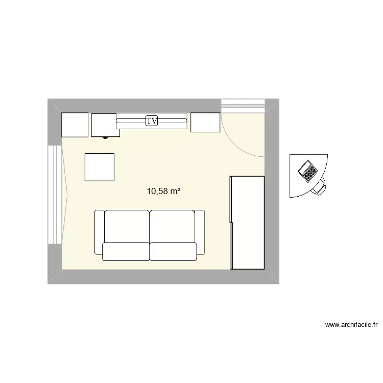 Salle de jeu/bureau. Plan de 