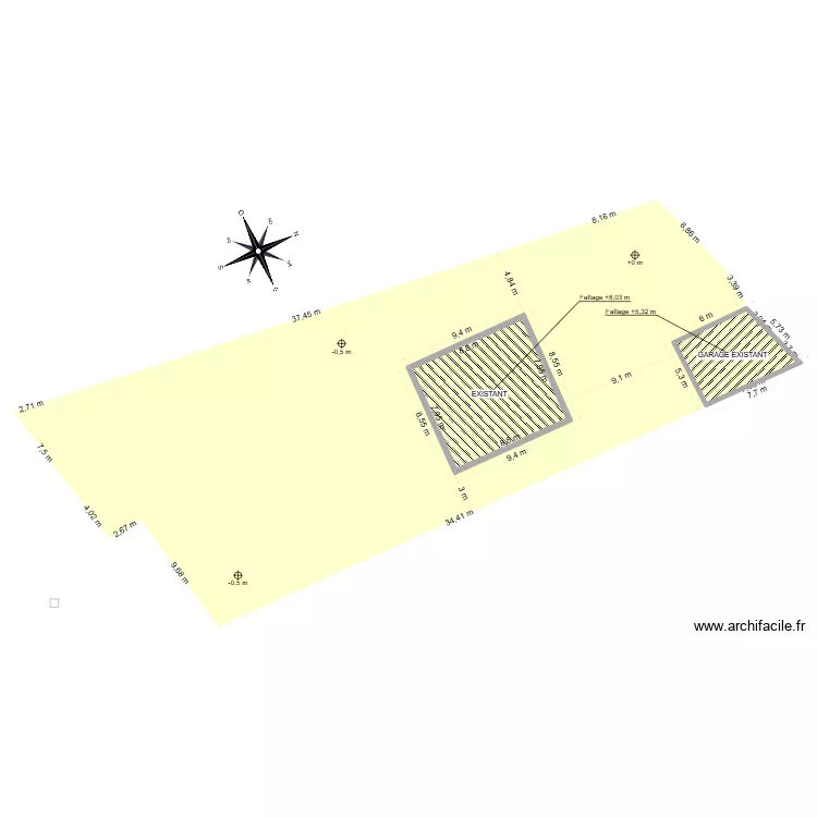 Plan de Masse existant V01. Plan de 4 Pièces et 240 m² Plan de Masse existant V01. Plan de 4 Pièces et 240 m²