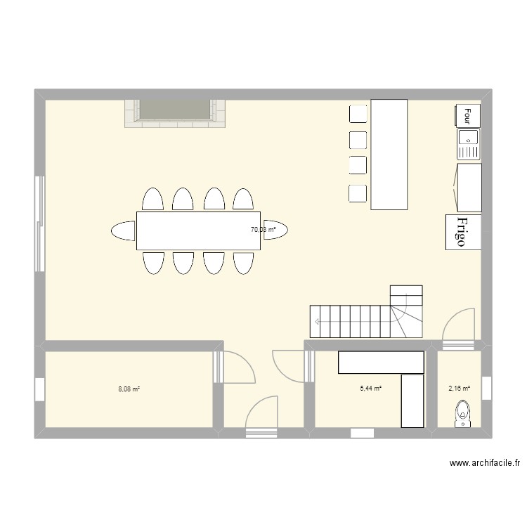 grange nouvelle. Plan de 4 pièces et 86 m2