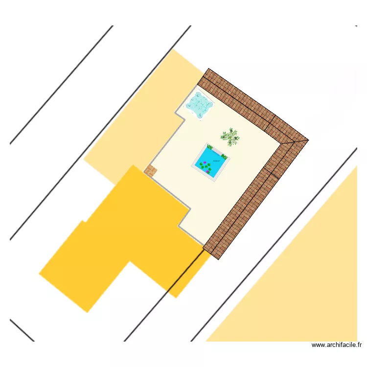 exterieurs. Plan de 1  et 131 m²