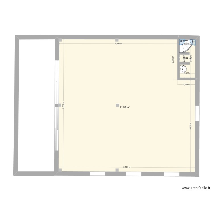 ATELIER 3. Plan de 2 pièces et 74 m2