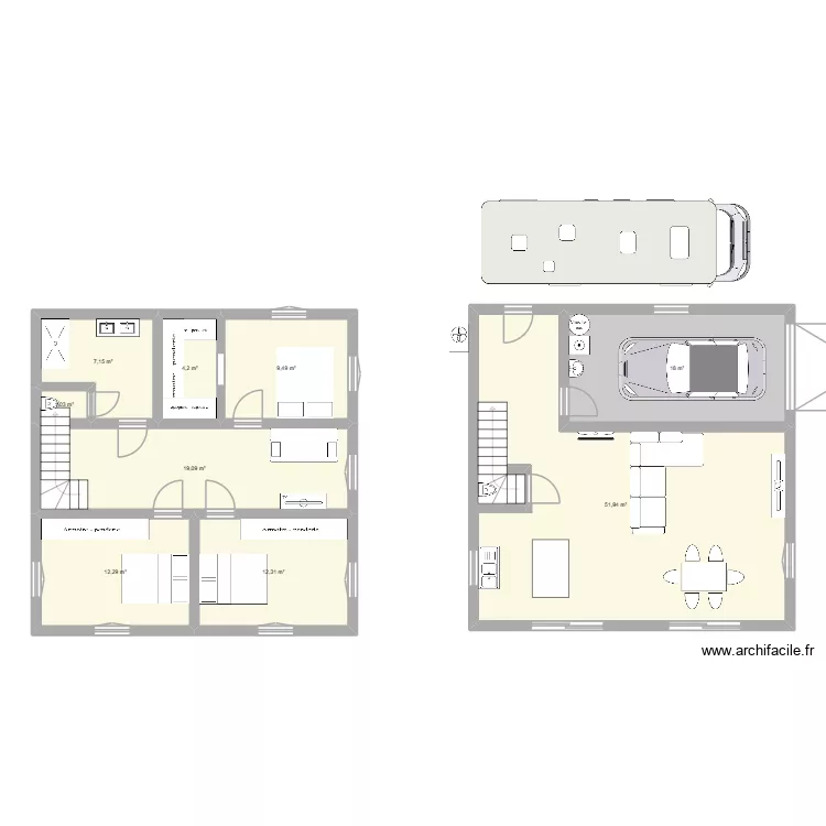 Maison 9x9. Plan de 9  et 135 m²