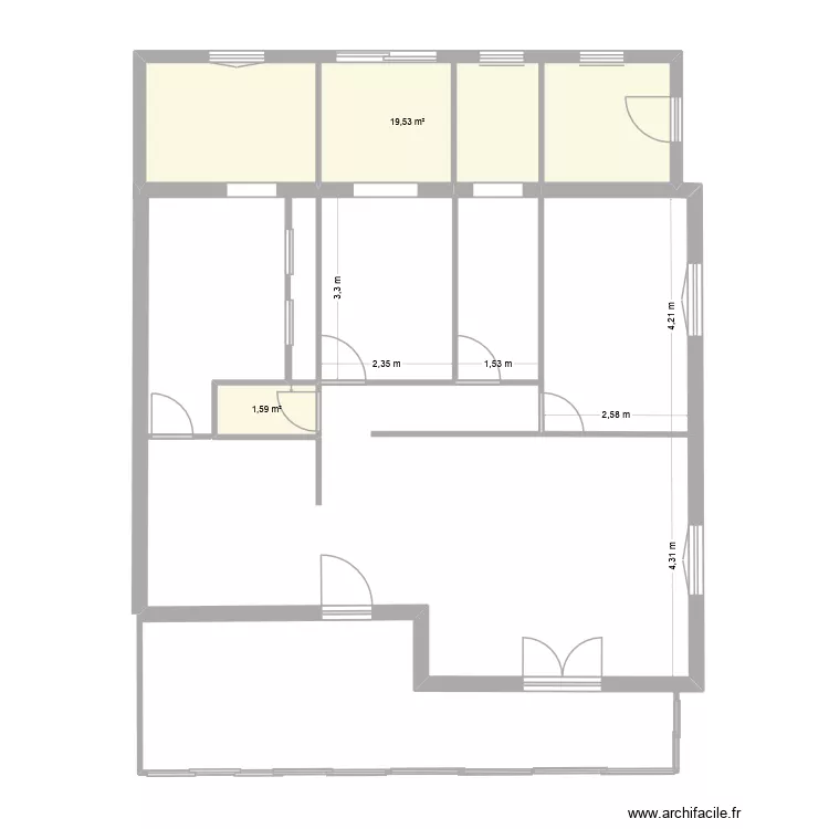 Mutins1. Plan de 2  et 21 m²