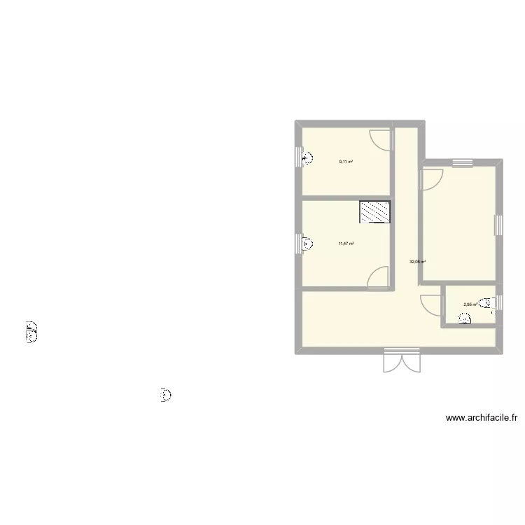 institut oc&eacute;. Plan de 4  et 56 m²