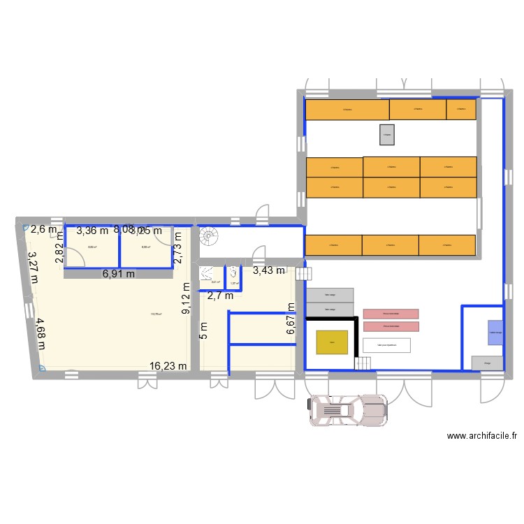 fromagerie V2. Plan de 6 pièces et 132 m2