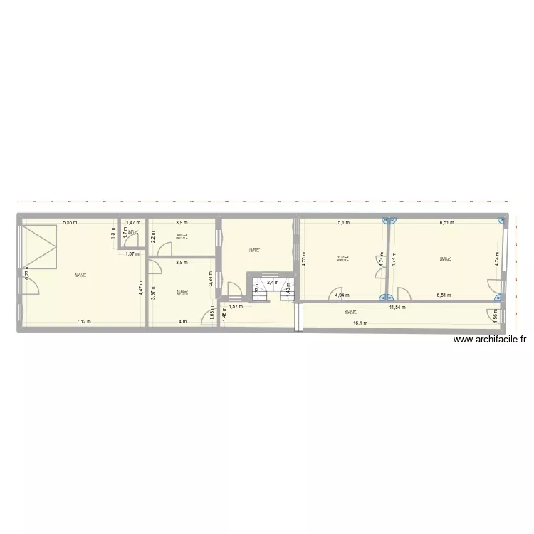 Immeuble 2 RDC. Plan de 8  et 166 m²