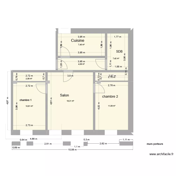RDC 180facade 2. Plan de 7 Pièces et 61 m² RDC 180facade 2. Plan de 7 Pièces et 61 m²
