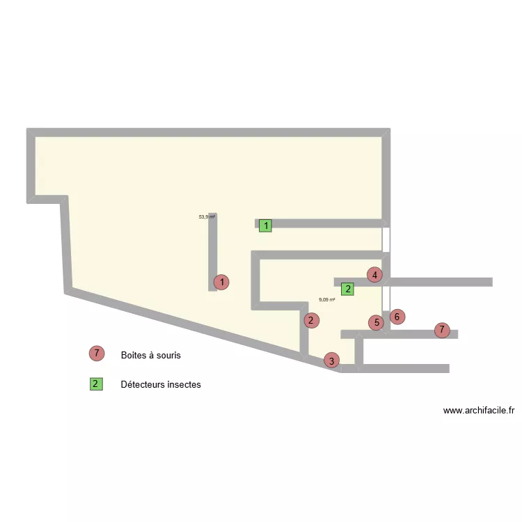 LE COIN SPORTIF RESTO PISCINE. Plan de 2 pièces et 63 m²