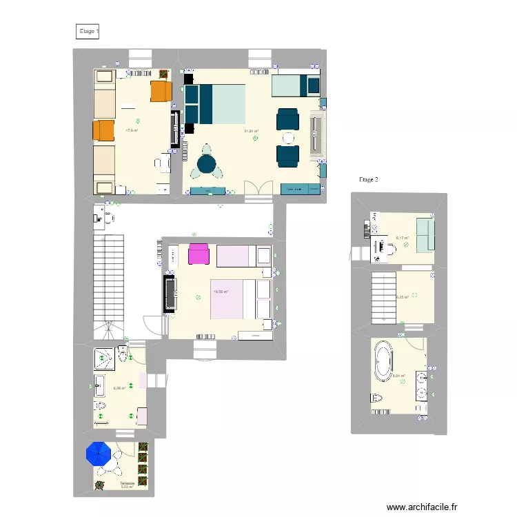 Etage 1 projet G&icirc;tes. Plan de 