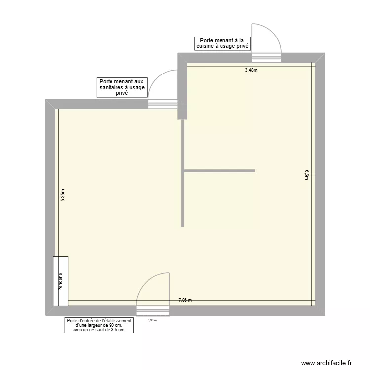 SALON DE COIFFURE COMPIEGNE vide. Plan de 1 pièce et 42 m²
