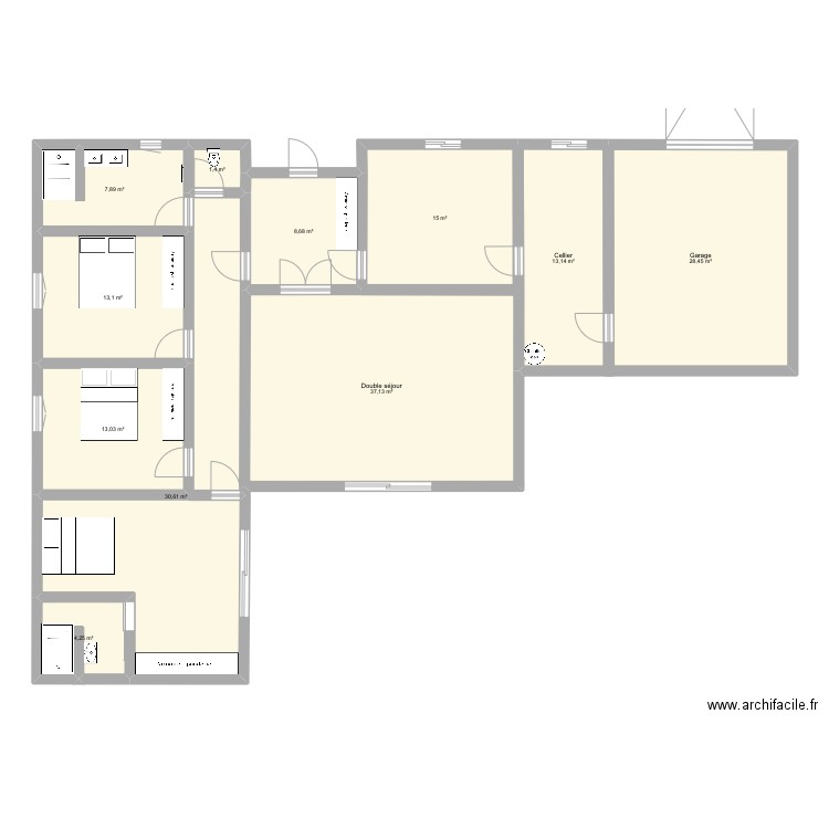 Maison Caphan. Plan de 11 pièces et 173 m2