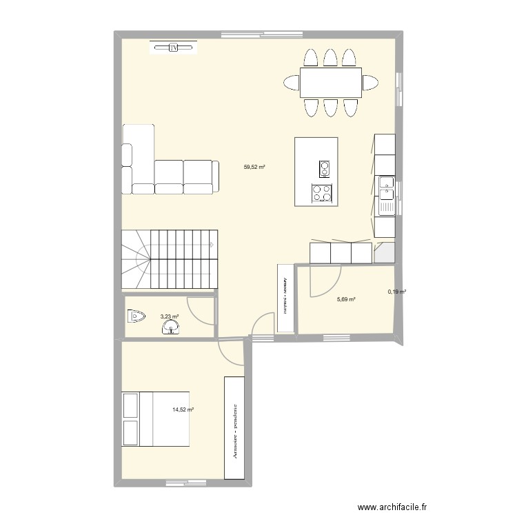 PROJET ORLEANS. Plan de 5 pièces et 83 m2
