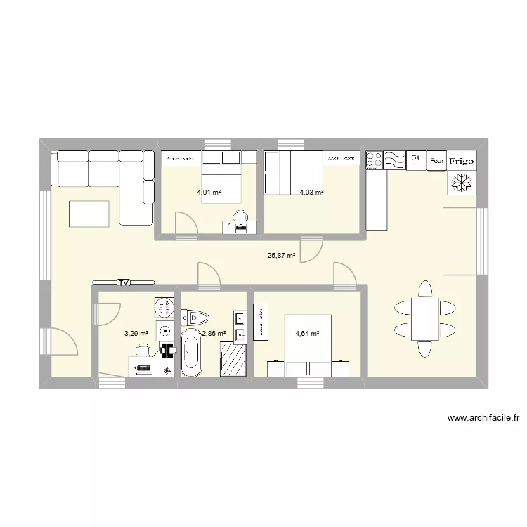 maison Elyah. Plan de 6  et 45 m²
